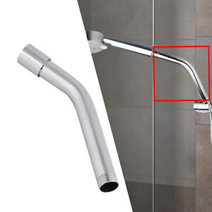 8in Stainless Shower Head Extension Straight Angled Extra Hose Pipe Shower Arm
