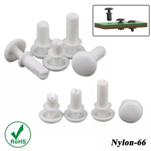 White Plain Nylon Rivets Plastic Snap Rivet fit for Hole Dia 2/2.5/3/3.5/4/5/6mm - Picture 1 of 8