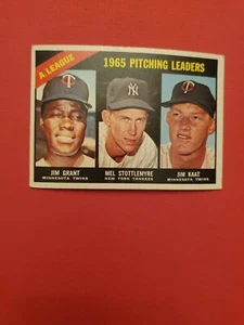 1966 Topps Baseball Card '65 AL Pitching Leaders Grant Stottlemyre Kaat  - Picture 1 of 2