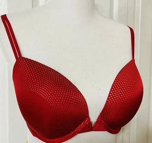 Victoria’s Secret 34DD Push-up-BH rot mit goldenen Tupfen vorne mittig V-Anhänger - Bild 1 von 22