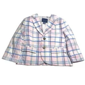 Janie and Jack Pink Blue Pastel Linen Blazer Little Boy Toddler size 18-24 Month - Picture 1 of 7