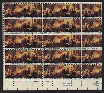 USA —Full Pane of 50 — 1976, Declaration of Independence, J. Trumbull #1694a MNH - Image 1 of 2