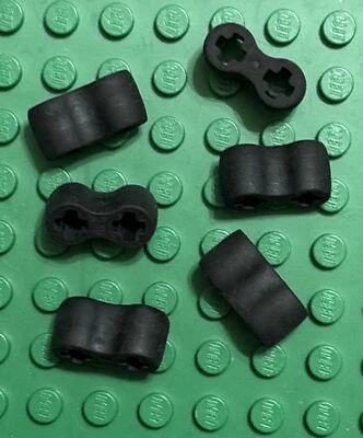 * Lego Lot 6 Black flexible rubber double axle connectors Parts Technic 45590 * - Image 1 of 4