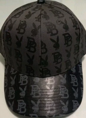 Playboy Premium Print Adjustable Strapback Hat Gray/blk With Leatherette Bill - Image 1 of 4