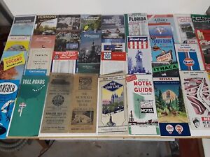 Vintage Map Lot, Guides, Oil advertsing,States,Tourist Destinations,Trains