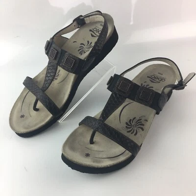 Abeo Bio System Sandals Size 9 Brown Leather T-Strap Thong Buckle Slingback - Image 1 of 4