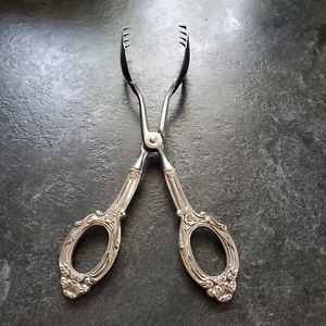 Vintage WEB Co. Sterling Silver Handled Asparagus Tongs 8" - Picture 1 of 7
