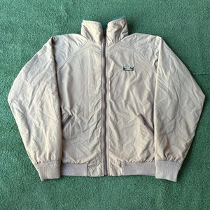 Sz XL- Vintage 80’s L.L. Bean Warm-Up zip jacket men’s tan outdoors lined USA!! - Picture 1 of 16