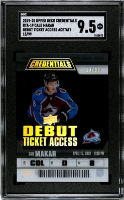 2019-20 Credentials CALE MAKAR Debut Ticket Acetate Rookie /99 SGC 9.5 - Image 1 of 2