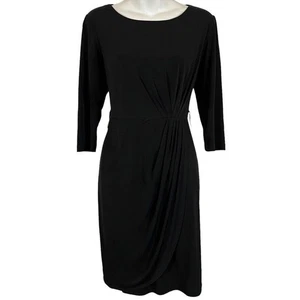 Ab Studio Womens Black Jersey Knit Ruched Whimsigoth Cocktail Party Dress sz 6 - Picture 1 of 16