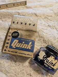 Vintage Parker Quink Ink Bottle with Box EMPTY Glass Jar FREE US SHIPPING - Picture 1 of 17