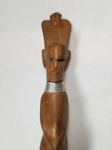 Vintage Hand Carved Wood Native Tribal Head w/wire wrap Letter Opener 11” - Picture 1 of 5