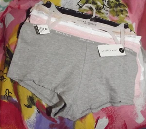 5 NEW LAURA ASHLEY LS2186 5PKF SIGNATURE WAISTBANDS COTTON BOYSHORT PANTIES L - Picture 1 of 2