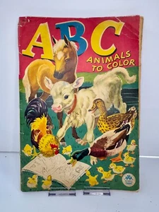 Vintage 1948 ABC Animals to Color Book - Merrill Company - unbenutzte Seiten - Bild 1 von 10