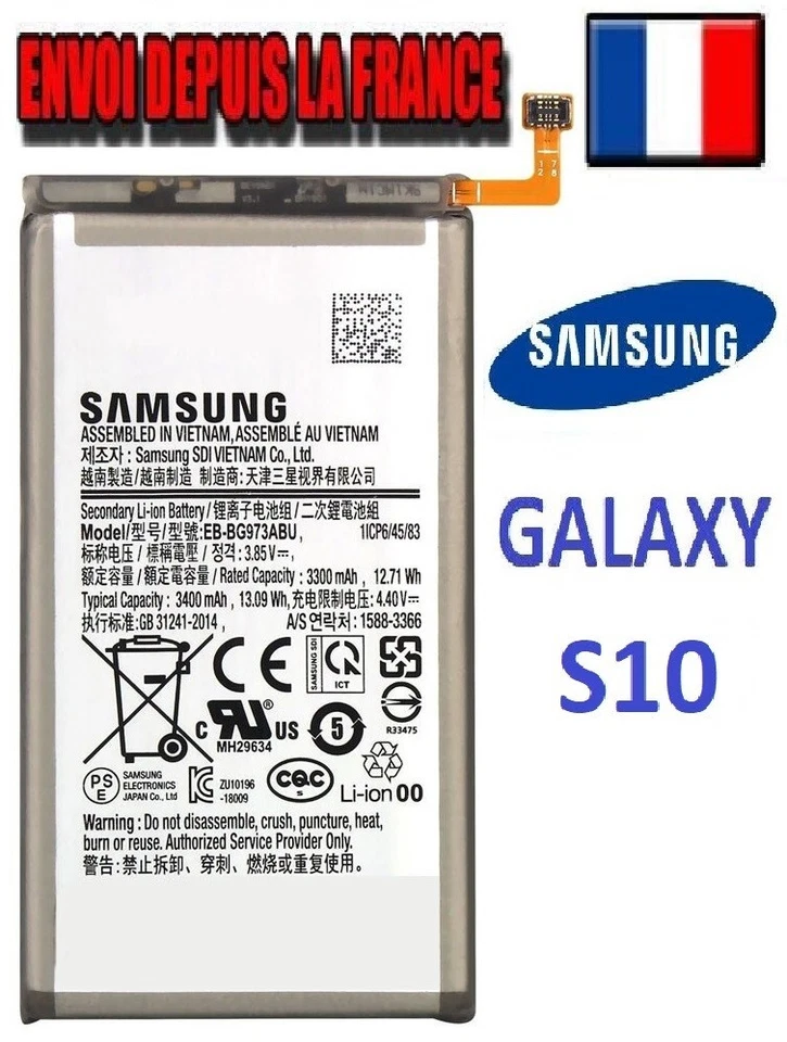ORIGINAL SAMSUNG GALAXY S10 EB-BG973ABU SM-G973F/DS 3400mAh BATTERY - Image 1 of 1