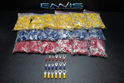 1800 PK 10-12 14-16 18-22 GAUGE VINYL RING TERMINALS 100 PCS #6 8 10 1/4 5/16 38 - Image 1 of 3