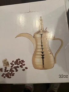 teapot Arabic Coffee Pot (DALAH) دله￼ Heavy Duty Gold Color￼ ‏￼ ‏دله قهوة عربية - Picture 1 of 4