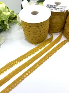 mustard yellow lingerie elastic trim ochre picot lace underwear knickers bra - Picture 1 of 10
