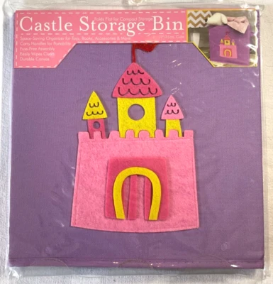 CUBO DE ALMACENAMIENTO CASTILLO DE CUENTO DE HADAS CUBO DE 12 PULGADAS PÚRPURA ROSA AMARILLO NUEVO EN PAQUETE Foto 1 de 2