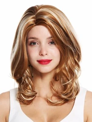 WIG ME UP Perücke Damen Frauen Mittelscheitel Blond Hellblond Gesträhnt lang 50cm GFW983