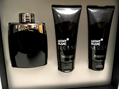 MONT BLANC LEGEND (HOMENS) 3 PEÇAS CONJUNTO 3,3 OZ SPRAY EDT + BÁLSAMO PÓS-BARBA + XAMPU NOVO NA CAIXA - Imagem 1 de 3