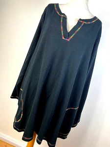 LOGO Lori Goldstein Lounge 4X Shirt Top Black Waffle Pockets Tunic Stretch H4 - Picture 1 of 6