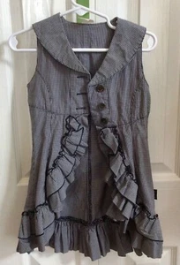 JOTTUM girls vest, sz 4, white/black checkered, bottom ruffles, button top, CUTE - Picture 1 of 6