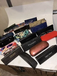 Eyeglass Sunglass Cases Lot Of 18 HARD SOFT CASE W/ 9 Various Glasses - Picture 1 of 8
