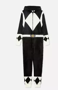 Schwarzer Power Ranger Einteiler mit Kapuze kein Gerber Fleece Overall Kostüm Größe XS neu mit Etikett - Bild 1 von 5