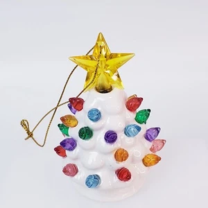 Weißer Keramik Weihnachtsbaum Retro Ornament Stern - Bild 1 von 3