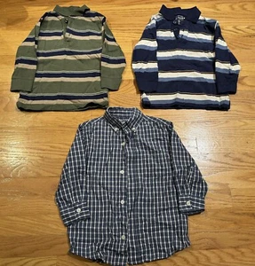 Lot of 3 Arizona Jeans Boys Button Long Sleeve Shirts Blue Plaid, Striped, Small - Picture 1 of 8