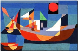 PAUL KLEE ABSTRACT ART ~ Blue Boats at rest ~ *FRAMED* CANVAS PRINT 18x12" - Picture 1 of 1