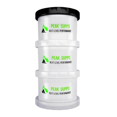 PEAK SUPPS Power Tower - 3 Compartments | Vitamin Container | Pillbox | Tablet Holder