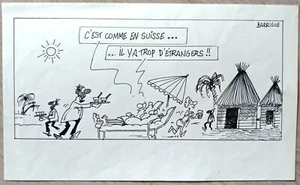 BARRIGUE - Dessin original LES ETRANGERS - Foto 1 di 1