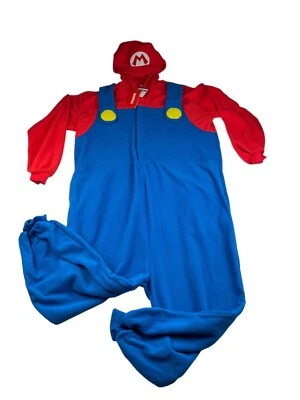 NEW Super Mario x Bandai Men's Fleece Costume Coveralls Red/Blue • Medium - Image 1 of 4
