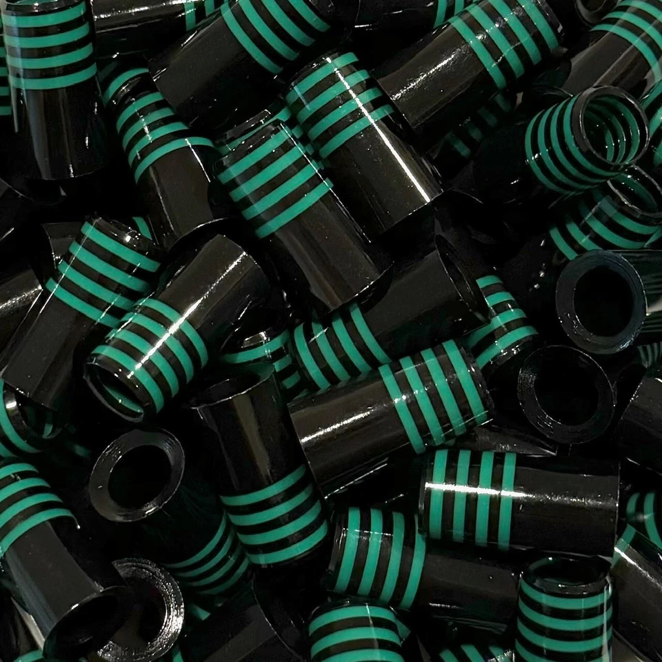 THE GOLF CLUB TRADER (12) Premium Quality Iron Ferrules Black w/ Quad Green Rings 1”
