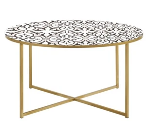 Coffee Table Metal Base Linton Bone Inlay 27.5×18in Living Room Home Diwali - Picture 1 of 1