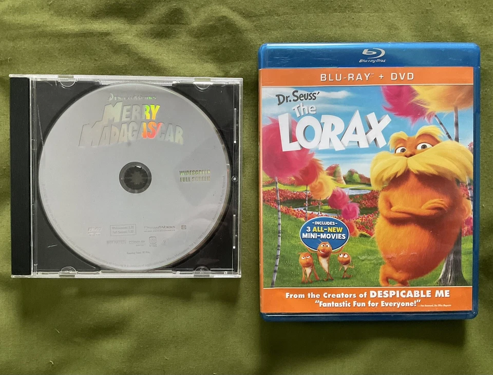 LOT Dr Seuss The Lorax Blu-Ray + Merry Madagascar DVD Widescreen - Image 1 of 1