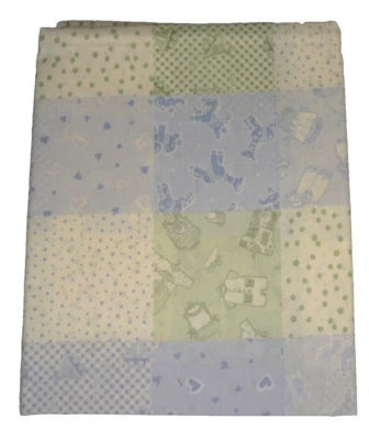 1 Yard Daisy Kingdom 4629 Quilt Patch Theme Fabric Pastel Green Blue 36" x 45" - Image 1 of 4