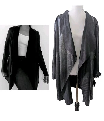Chaqueta drapeada Marc New York talla L nueva con etiquetas negra imitación cocodrilo con paneles laterales bolsillos con cremallera Foto 1 de 4