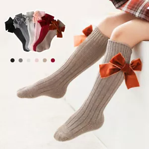 Paquete de 2 calcetines de Navidad para bebés niños arco grande rodilla alto largas niñas calcetines algodón suave - Imagen 1 de 29