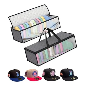 Hat Storage Dust Bag Baseball Hat Cap Organizer Clear Rack Zipper - Gray - Picture 1 of 4