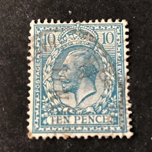 GREAT BRITAIN, SCOTT # 171, 10p. VALUE LIGHT BLUE KGV 1913 ISSUE USED - Picture 1 of 2
