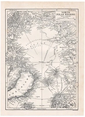 NORTH POLAR REGIONS -Greenland North Pole Emery Walker 1911 Original Map w Video - Image 1 of 2