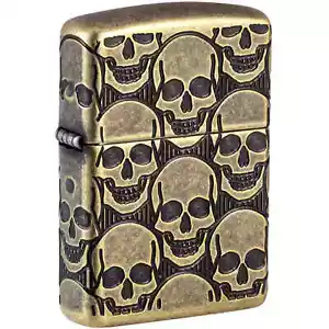 Encendedor de bolsillo a prueba de viento Zippo diseño de cráneo latón antiguo metal 46302 - Imagen 1 de 10