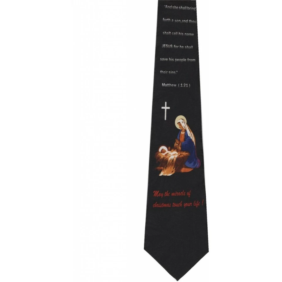 Steven Harris Men's Christian Neck Tie - Miracle of Christmas - Black - Image 1 of 1