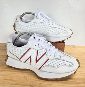 New Balance 327 White Red JD Exclusive Leather UK 8 - Picture 1 of 14