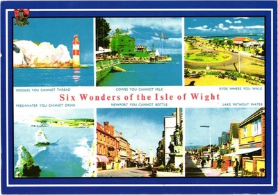 Postal de las Seis Maravillas de la Isla de Wight Multi-Vista publicada Foto 1 de 2
