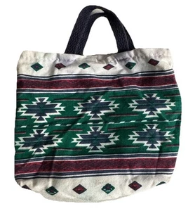 Vintage kleine 6x7 Azteken Stofftasche Mini Hippie geometrisch grün Navajo Boho Tasche - Bild 1 von 5
