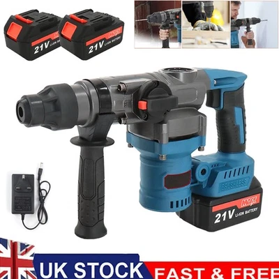 2 Batteries 21V Cordless Drill Brushless SDS Rotary Electric Impact Hammer Tool - Image 1 of 4